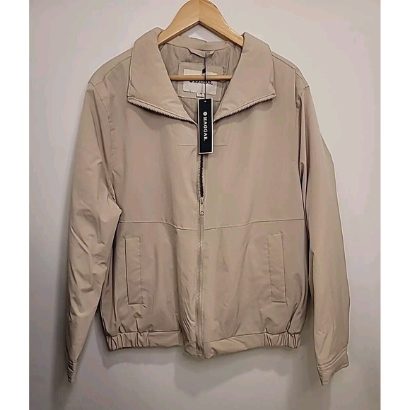 Haggar Mens Camden Jacket Coat Full Zip Quilted Lining Khaki‎ Large $200 Retail